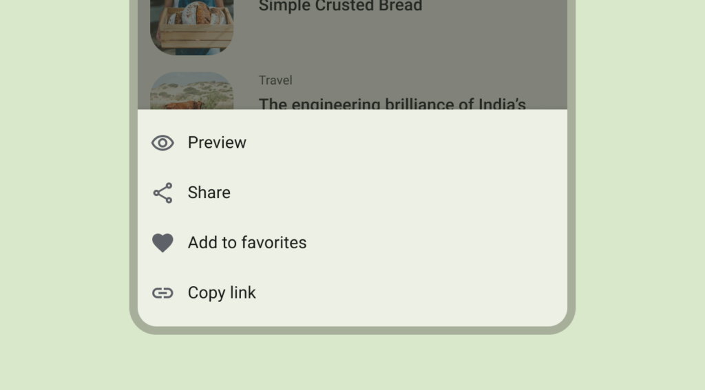 القوائم (Menus) في تطبيقات الهواتف المحمولة
